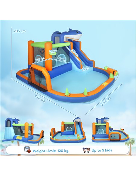 AIYAPLAY Inflatable Bouncy Castle for Kids, Sharks Theme Jumping Bounce House with Slide, Climbing Wall for Indoor Outdoor - pic 196596 | FastDaddyshop