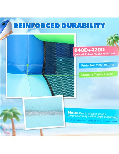 AIYAPLAY Inflatable Bouncy Castle for Kids, Sharks Theme Jumping Bounce House with Slide, Climbing Wall for Indoor Outdoor