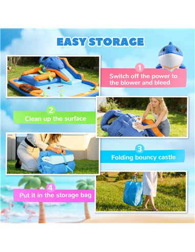 AIYAPLAY Inflatable Bouncy Castle for Kids, Sharks Theme Jumping Bounce House with Slide, Climbing Wall for Indoor Outdoor