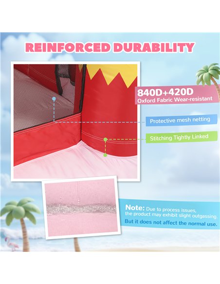 AIYAPLAY Inflatable Bounce House for Kids with Slide, Ball Pit, Basketball Hoop and Blower for Indoor Outdoor Garden, Pink - pic 196607 | FastDaddyshop
