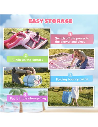 AIYAPLAY Inflatable Bounce House for Kids with Slide, Ball Pit, Basketball Hoop and Blower for Indoor Outdoor Garden, Pink