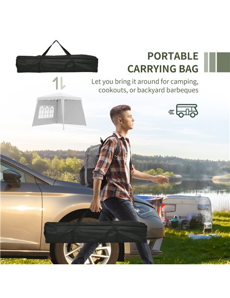 Outsunny 2.9x2.9m Pop Up Gazebo with 2 Sides, Slant Legs, Carry Bag, UV50+, White - pic 19661 | FastDaddyshop