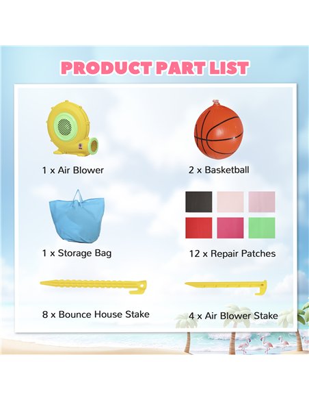 AIYAPLAY Inflatable Bounce House for Kids with Slide, Ball Pit, Basketball Hoop and Blower for Indoor Outdoor Garden, Pink - pic 196610 | FastDaddyshop