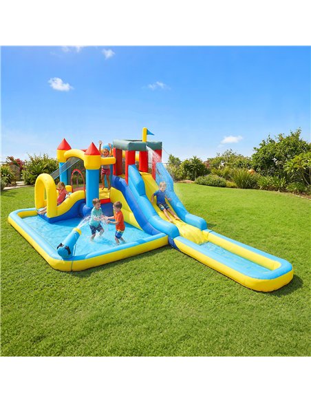 AIYAPLAY Inflatable Bouncy Castle, Kids Water Bounce House 6 in 1 with 550W Blower, 2 Slides for Garden, Party, Outdoor Indoor - pic 196613 | FastDaddyshop