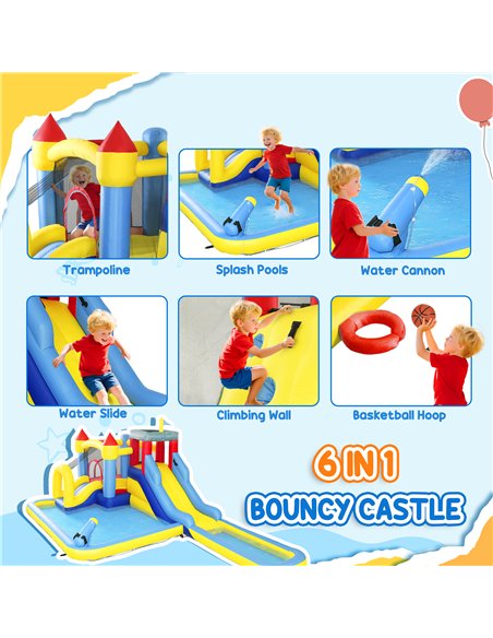 AIYAPLAY Inflatable Bouncy Castle, Kids Water Bounce House 6 in 1 with 550W Blower, 2 Slides for Garden, Party, Outdoor Indoor - pic 196616 | FastDaddyshop
