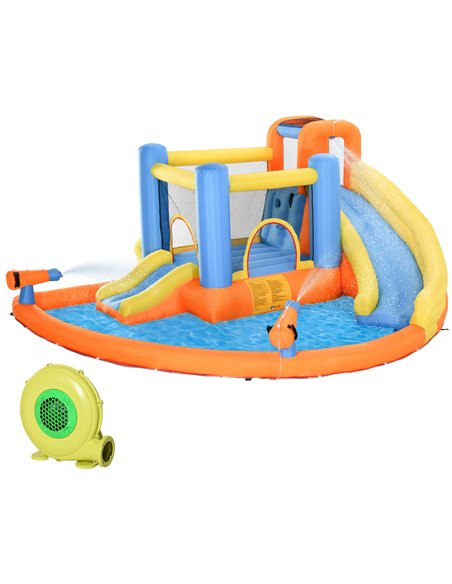 AIYAPLAY 5 in 1 Bouncy Castle for Children, Inflatable Bounce House with Dual Slides, Pool, Climbing Wall, Water Cannons, Blower - pic 196621 | FastDaddyshop