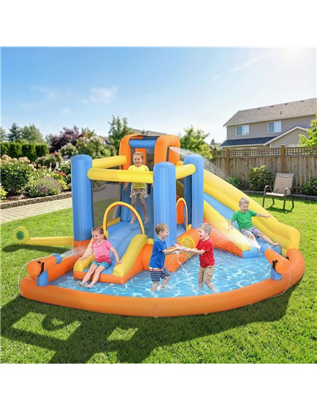 AIYAPLAY 5 in 1 Bouncy Castle for Children, Inflatable Bounce House with Dual Slides, Pool, Climbing Wall, Water Cannons, Blower - pic 196623 | FastDaddyshop