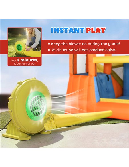 AIYAPLAY 5 in 1 Bouncy Castle for Children, Inflatable Bounce House with Dual Slides, Pool, Climbing Wall, Water Cannons, Blower - pic 196627 | FastDaddyshop