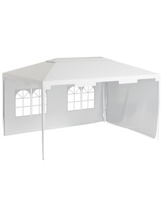 Outsunny 3x4m Garden Gazebo with 2 Sidewalls for Outdoor, White