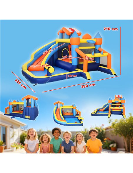 AIYAPLAY Bouncy Castle for Kids, Inflatable Bounce House with Long Slide, Splash Pool and 550W Blower for Indoor Outdoor - pic 196632 | FastDaddyshop