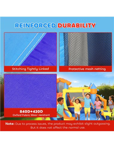 AIYAPLAY Bouncy Castle for Kids, Inflatable Bounce House with Long Slide, Splash Pool and 550W Blower for Indoor Outdoor