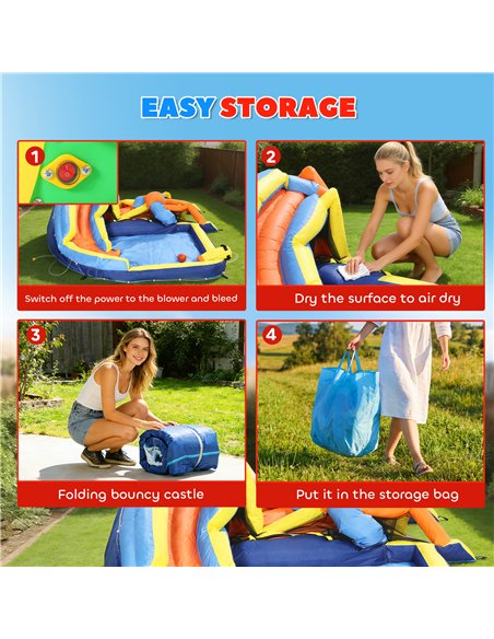 AIYAPLAY Bouncy Castle for Kids, Inflatable Bounce House with Long Slide, Splash Pool and 550W Blower for Indoor Outdoor - pic 196637 | FastDaddyshop