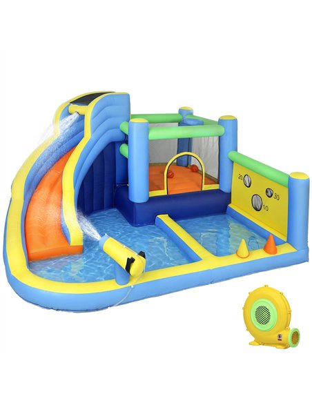 AIYAPLAY 8 in 1 Bouncy Castle for Kids, Inflatable Bounce House with Slide, Pool (Ball Pit), Water Cannon for Indoor Outdoor - pic 196639 | FastDaddyshop