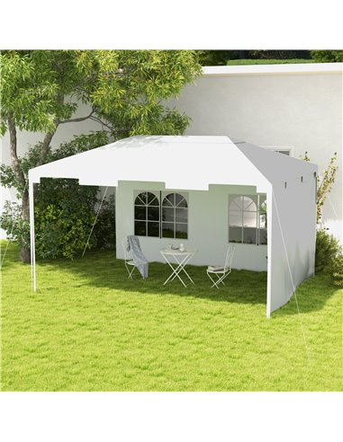 Outsunny 3x4m Garden Gazebo with 2 Sidewalls for Outdoor, White