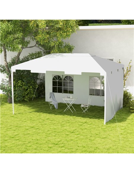 Outsunny 3x4m Garden Gazebo with 2 Sidewalls for Outdoor, White - pic 19664 | FastDaddyshop