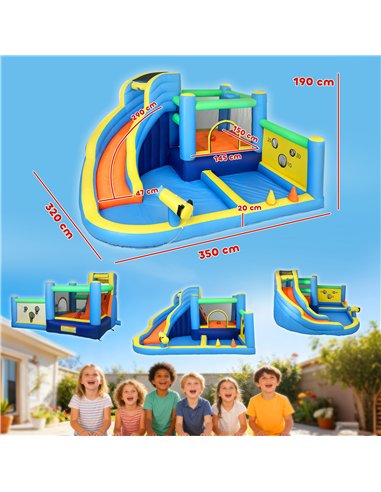 AIYAPLAY 8 in 1 Bouncy Castle for Kids, Inflatable Bounce House with Slide, Pool (Ball Pit), Water Cannon for Indoor Outdoor