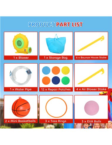 AIYAPLAY 8 in 1 Bouncy Castle for Kids, Inflatable Bounce House with Slide, Pool (Ball Pit), Water Cannon for Indoor Outdoor