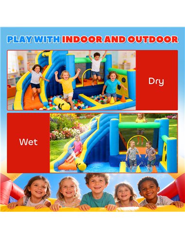AIYAPLAY 8 in 1 Bouncy Castle for Kids, Inflatable Bounce House with Slide, Pool (Ball Pit), Water Cannon for Indoor Outdoor