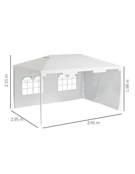 Outsunny 3x4m Garden Gazebo with 2 Sidewalls for Outdoor, White - pic 19665 | FastDaddyshop