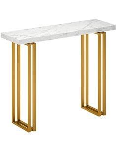 HOMCOM 100 cm Console Table with Faux Marble Top, Narrow Entryway Table with Anti-tipping Device, White