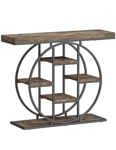 HOMCOM Industrial Console Table with Storage Shelves - Rustic Brown - pic 196666 | FastDaddyshop