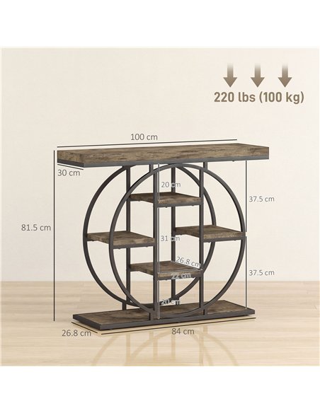 HOMCOM Industrial Console Table with Storage Shelves - Rustic Brown - pic 196668 | FastDaddyshop