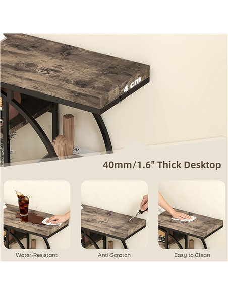 HOMCOM Industrial Console Table with Storage Shelves - Rustic Brown - pic 196670 | FastDaddyshop