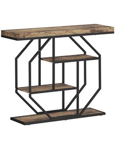 HOMCOM 4-Tier Industrial Console Table - Rustic Brown