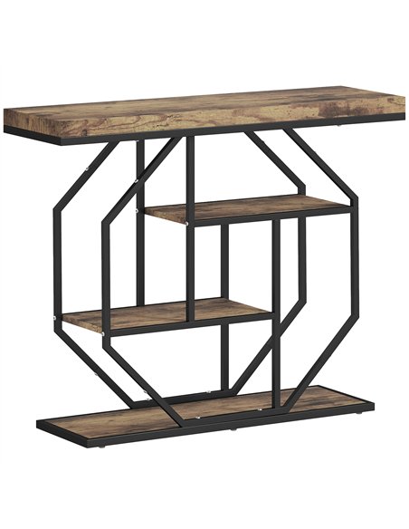 HOMCOM 4-Tier Industrial Console Table - Rustic Brown - pic 196675 | FastDaddyshop