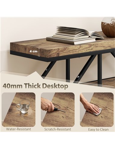 HOMCOM 4-Tier Industrial Console Table - Rustic Brown