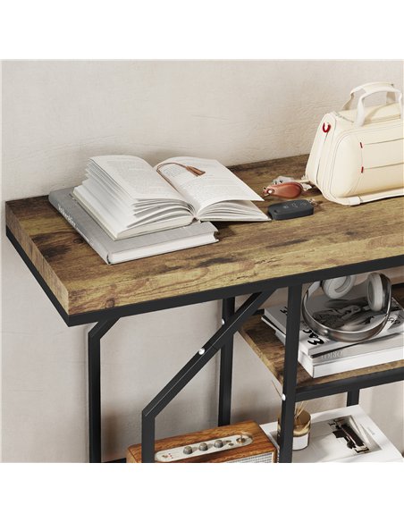 HOMCOM 4-Tier Industrial Console Table - Rustic Brown - pic 196683 | FastDaddyshop