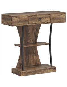 HOMCOM Console Table, 3-Tier Industrial Hallway Table with Drawer, Storage Shelves, 91 x 32 x 87 cm, Rustic Brown