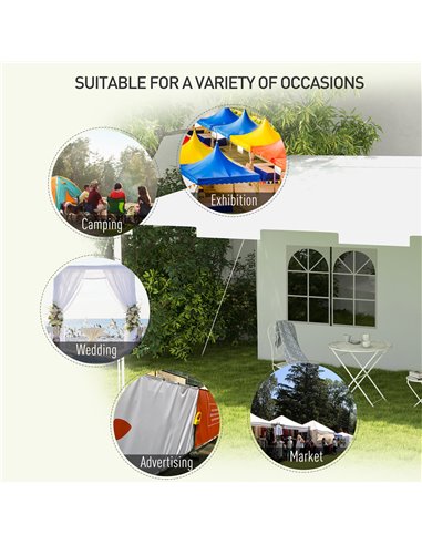 Outsunny 3 x 4 m Garden Gazebo Shelter Marquee Party Tent with 2 Sidewalls for Patio Yard Outdoor, White