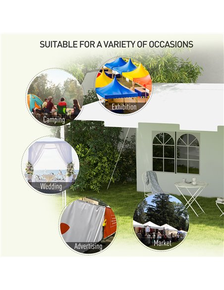 Outsunny 3 x 4 m Garden Gazebo Shelter Marquee Party Tent with 2 Sidewalls for Patio Yard Outdoor, White - pic 19669 | FastDaddyshop