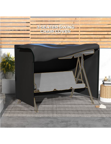 Outsunny 205 x 124cm Three-Seater Swing Chair Protective Cover Black - pic 196706 | FastDaddyshop