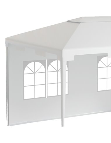 Outsunny 3 x 4 m Garden Gazebo Shelter Marquee Party Tent with 2 Sidewalls for Patio Yard Outdoor, White