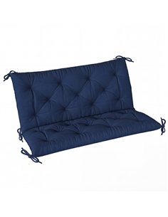 Outsunny 2 Seater Bench Pad, Garden Chair Cushion with Back and Ties for Indoor and Outdoor Use, 98 x 100 cm, Dark Blue