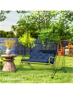Outsunny 2 Seater Bench Pad, Garden Chair Cushion with Back and Ties for Indoor and Outdoor Use, 98 x 100 cm, Dark Blue 2