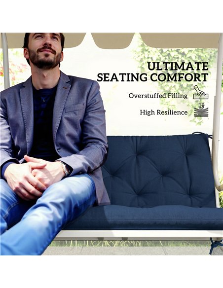 Outsunny 2 Seater Bench Pad, Garden Chair Cushion with Back and Ties for Indoor and Outdoor Use, 98 x 100 cm, Dark Blue - pic 196715 | FastDaddyshop
