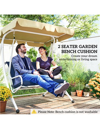 Outsunny 2 Seater Bench Pad, Garden Chair Cushion with Back and Ties for Indoor and Outdoor Use, 98 x 100 cm, Dark Blue