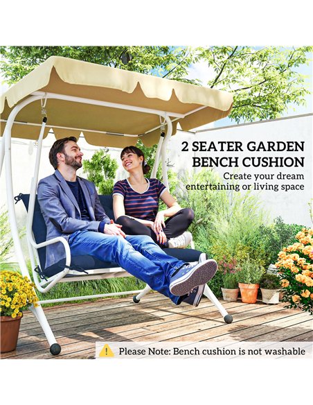 Outsunny 2 Seater Bench Pad, Garden Chair Cushion with Back and Ties for Indoor and Outdoor Use, 98 x 100 cm, Dark Blue - pic 196717 | FastDaddyshop