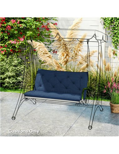 Outsunny 2 Seater Bench Pad, Garden Chair Cushion with Back and Ties for Indoor and Outdoor Use, 98 x 100 cm, Dark Blue