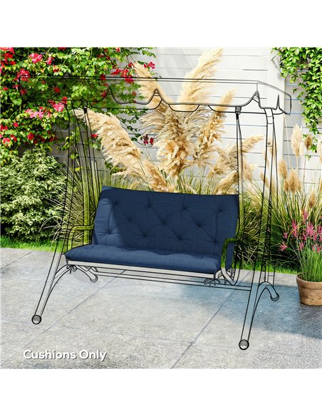 Outsunny 2 Seater Bench Pad, Garden Chair Cushion with Back and Ties for Indoor and Outdoor Use, 98 x 100 cm, Dark Blue - pic 196718 | FastDaddyshop