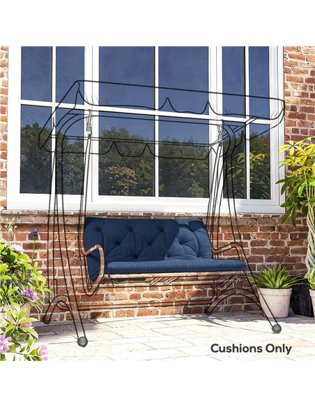Outsunny 2 Seater Bench Pad, Garden Chair Cushion with Back and Ties for Indoor and Outdoor Use, 98 x 100 cm, Dark Blue - pic 196719 | FastDaddyshop