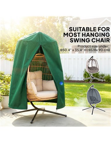 Outsunny 190 x Φ128cm Hanging Egg Chair Furniture Cover - Green