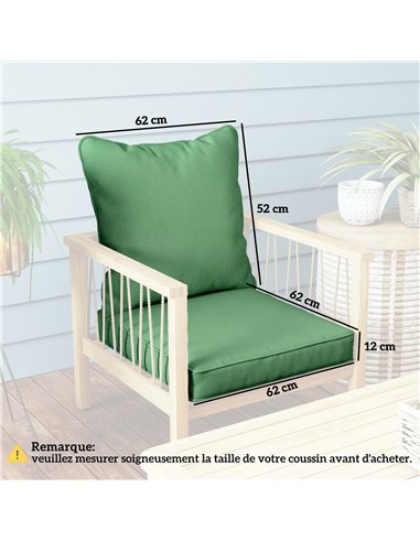 Outsunny Seat and Back Padded Cushion Set, CUSHION ONLY - Green