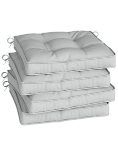 Outsunny Set of 4 Garden Seat Cushion with Ties, 42 x 42cm Replacement Dining Chair Seat Pad, Light Grey