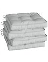 Outsunny Set of 4 Garden Seat Cushion with Ties, 42 x 42cm Replacement Dining Chair Seat Pad, Light Grey