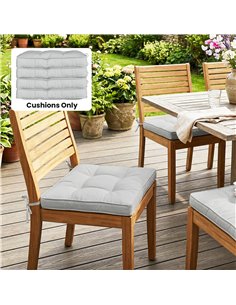 Outsunny Set of 4 Garden Seat Cushion with Ties, 42 x 42cm Replacement Dining Chair Seat Pad, Light Grey 2