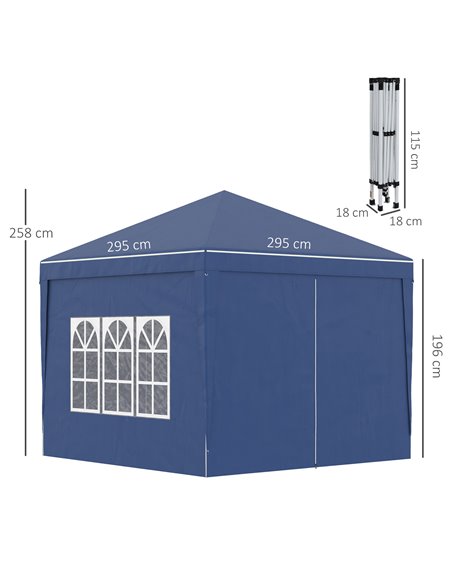 Outsunny 3x3M Pop Up Water Resistant Gazebo with Carry Bag, Blue - pic 19674 | FastDaddyshop